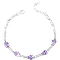 silver pear shaped amethyst and cubic zirconia bracelet sbr76 am