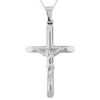 silver matte crucifix with chain scs15