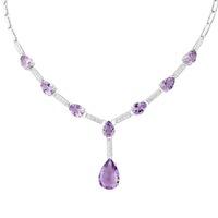 Silver Amethyst and Cubic Zirconia Drop Necklace SN5-AM