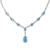 silver blue topaz and cubic zirconia drop necklace sn5 bt