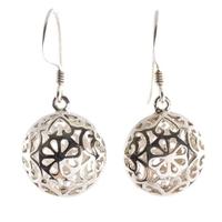 Silver Round Cut-out Drop Earrings 8-54-1879