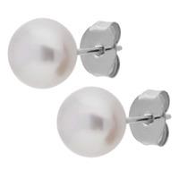 Silver 7mm White Side Drilled Freshwater Pearl Stud Earrings EOW107SD