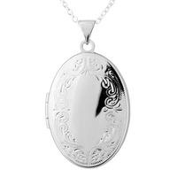 silver engraved oval locket with chain sl67sc1018