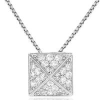 Sif Jakobs Ladies Rhodium Plated \'Panzano\' Square White Pave Pendant SJ-P1851-CZ