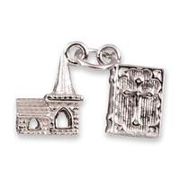 Silver Church And Bible Charm 1064