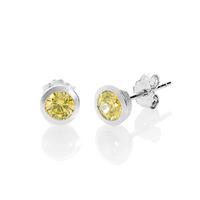 silver november yellow cubic zirconia earrings we1282 cz ci