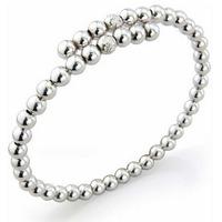 Silver Plain Beaded Crossover Bangle BS140