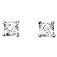 silver clear cz square 4 claw studs gk e3103c