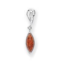 Silver Marquise Amber Abstract Celtic Knot Pendant P455