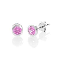 Silver October Pink Cubic Zirconia Earrings WE1282-CZ-PT