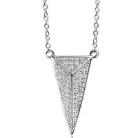 Sif Jakobs Rhodium Plated \'Pecetto Grande\' White Pave Triangle Necklace SJ-C0069-CZ