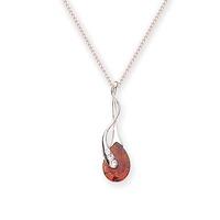 silver teardrop amber and cubic zirconia abstract pendant p376