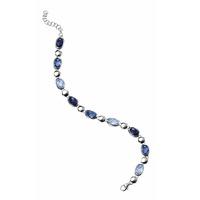 silver multi blue oval crystal bracelet b3199l