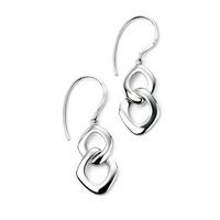 Silver Double Link Circle Dropper Earrings E4979