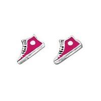 Silver Kids Pink Sneaker Stud Earrings A859P