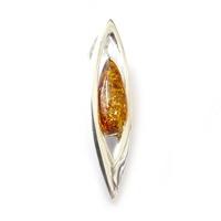 Silver Marquise Amber Pendant P381