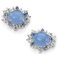 silver blue cats eye cubic zirconia cluster earrings e4881t