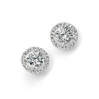 Silver Round Cubic Zirconia Cluster Earrings E4909C