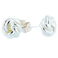 Silver Large Three Strand Knot Stud Earrings E39-16-SIL