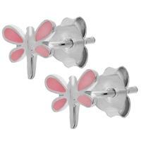 Silver Kids Pink Dragonfly Stud Earrings A827P