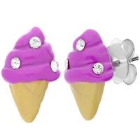 Silver Kids Ice Cream Stud Earrings A914P