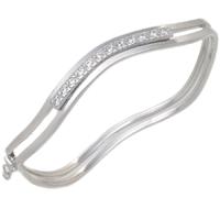 silver clear cubic zirconia double wave bangle 8371516