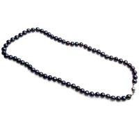 Silver Black 6-6.5mm Freshwater Pearl 18 Inch Necklace POW6020FW-BLK