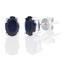 Silver September Oval \'Sapphire Blue\' Cubic Zirconia Earrings OJS0018E-CZ-BS