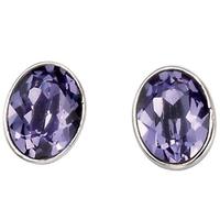 Silver Purple Crystal Oval Studs GK-E3974M