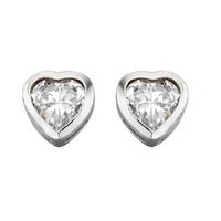 Silver Cubic Zirconia Heart Stud Earrings E2921C