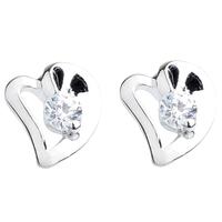 Silver Clear Cubic Zirconia Heart Stud Earrings ZCE5510