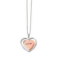 silver rose gold plated love me not heart pendant p4191 n3815