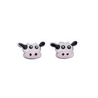 Silver Kids Cow Stud Earrings A882
