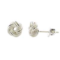 Silver Textured Knot Stud Earrings 8-55-6429