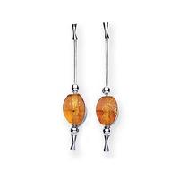 silver and amber beaded dropper earrings er654