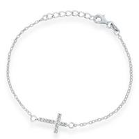 Silver Cubic Zirconia Cross Bracelet 8.28.9892