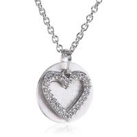 Silver Cubic Zirconia Heart and Disc Pendant ESNL92274B420