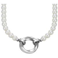 Silver Simulated Pearl and Ring Necklet LNL92247A800