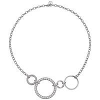 Silver Cubic Zirconia Large Multi Rings Necklace ELNL92263A540