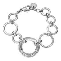 Silver Cubic Zirconia Large Circles Bracelet ELBR91317A180