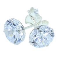 silver cubic zirconia stud earrings ez 197