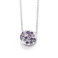 silver purple cubic zirconia disc pendant n3752m