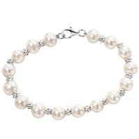 Silver 7.5inch White Freshwater Pearl Bracelet GK-B3701W