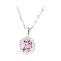 Silver Clear and Pink Cubic Zirconia Cluster Pendant 65-1270-1-102