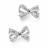 Silver Clear Cubic Zirconia Bow Stud Earrings E4692C