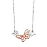 silver rose gold plated triple butterfly necklet n3657