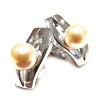 Silver Simulated Pearl Wave Stud Earrings JWER1024