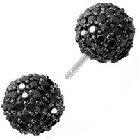 Sif Jakobs Ladies Rhodium Plated \'Bobbio\' Round Black Pave Earrings SJ-E2104-BK