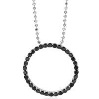 Sif Jakobs Ladies Rhodium Plated \'Biella Grande\' Black Cubic Zirconia Necklace SJ-P3125-BK/70