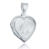 Silver Heart Engraved Locket and Chain 8.65.1273
